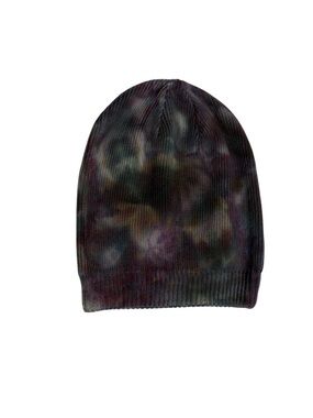 NWT handmade tie dye purple organic cotton beanie hat